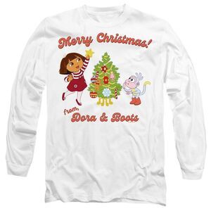 Dora The Explorer Unisex Adult Happy Holidays Dora & Boots T-Shirt / White